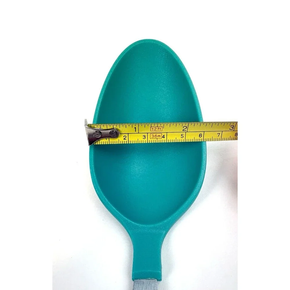 Kitchen Utensils Set: 3-piece Teal Silicone Pasta Server, Spoon, Slotted Skimmer